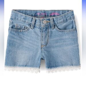 Place Light Blue Jean Shorts with Floral Hem